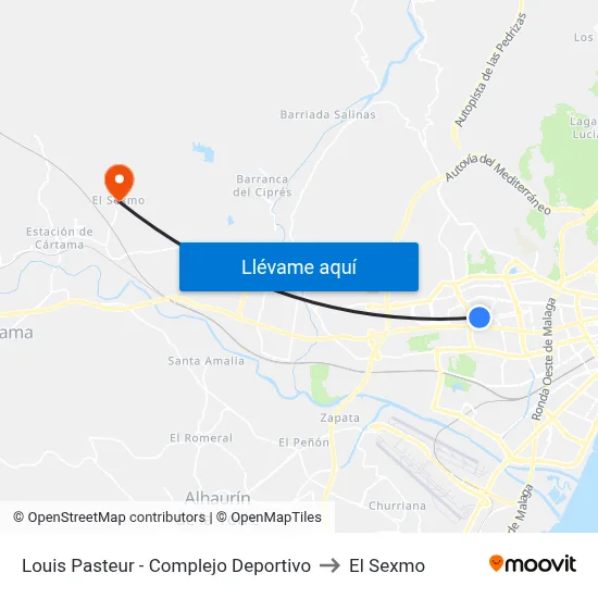 Louis Pasteur - Complejo Deportivo to El Sexmo map