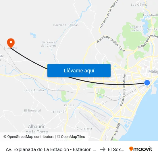 Av. Explanada de La Estación - Estacion Ffcc to El Sexmo map