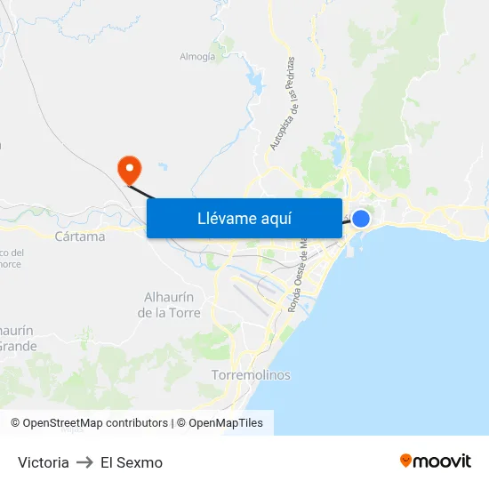 Victoria to El Sexmo map