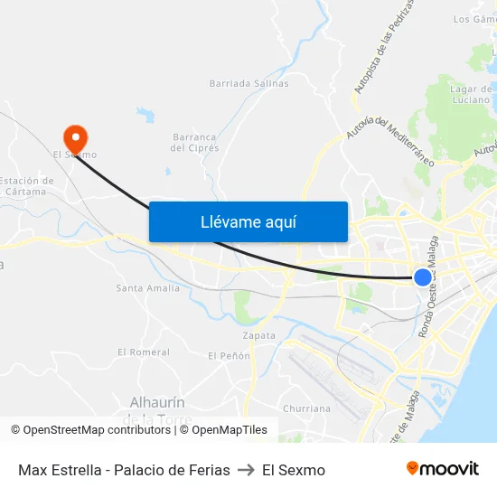 Max Estrella - Palacio de Ferias to El Sexmo map