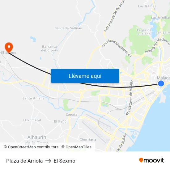 Plaza de Arriola to El Sexmo map