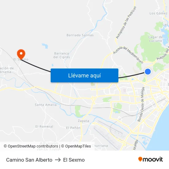 Camino  San Alberto to El Sexmo map