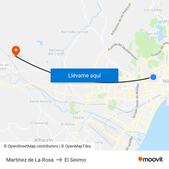 Martínez de La Rosa to El Sexmo map