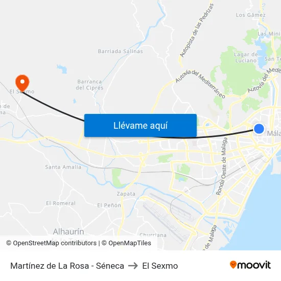 Martínez de La Rosa - Séneca to El Sexmo map