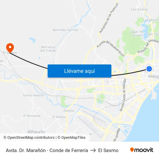 Avda. Dr. Marañón - Conde de Ferrería to El Sexmo map