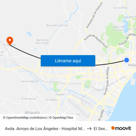 Avda. Arroyo de Los Ángeles - Hospital Materno to El Sexmo map