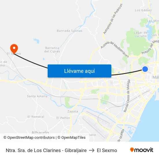 Ntra. Sra. de Los Clarines - Gibraljaire to El Sexmo map