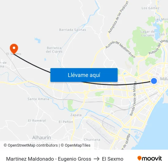 Martínez Maldonado - Eugenio Gross to El Sexmo map
