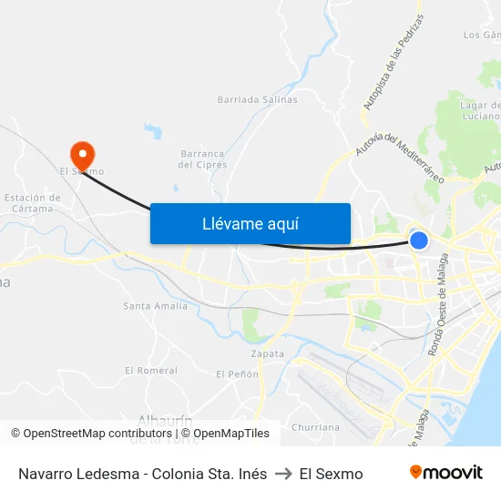 Navarro Ledesma - Colonia Sta. Inés to El Sexmo map