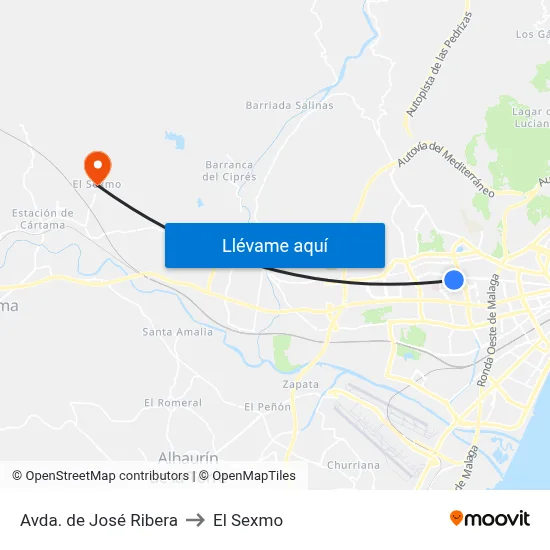 Avda. de José Ribera to El Sexmo map