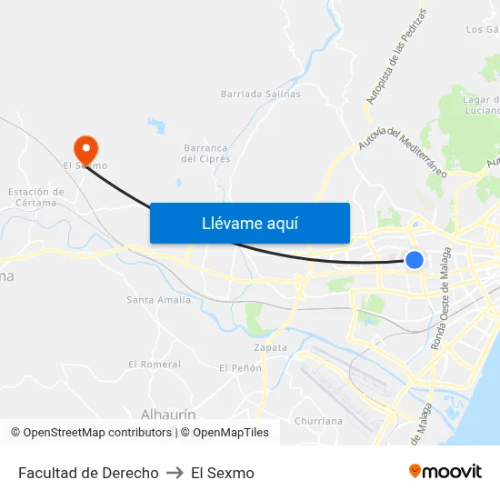 Facultad de Derecho to El Sexmo map