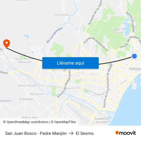San Juan Bosco - Padre Manjón to El Sexmo map