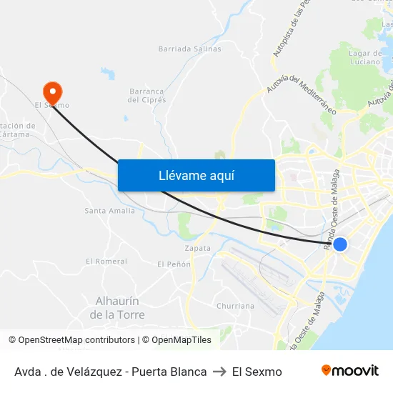 Avda . de Velázquez - Puerta Blanca to El Sexmo map