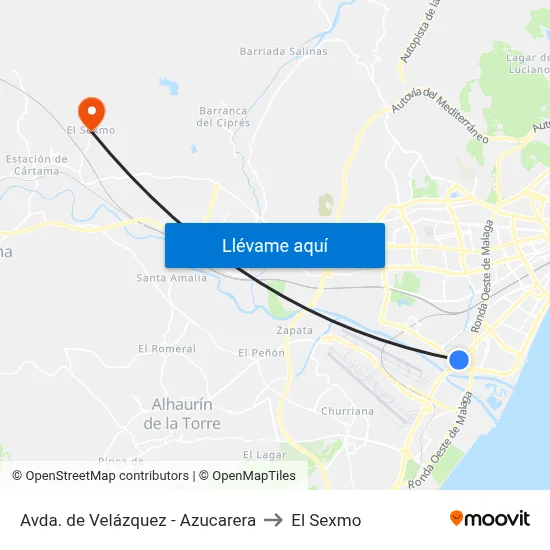 Avda. de Velázquez - Azucarera to El Sexmo map