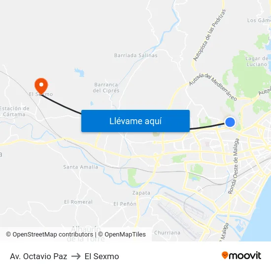 Av. Octavio Paz to El Sexmo map