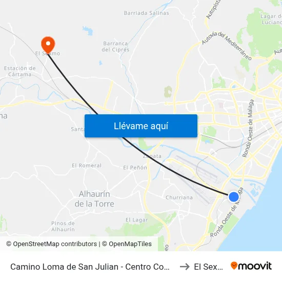 Camino Loma de San Julian - Centro Comercial to El Sexmo map