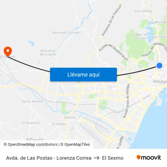 Avda. de Las Postas - Lorenza Correa to El Sexmo map
