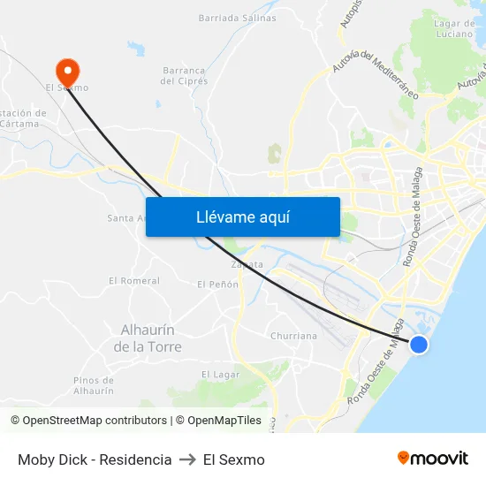 Moby Dick - Residencia to El Sexmo map