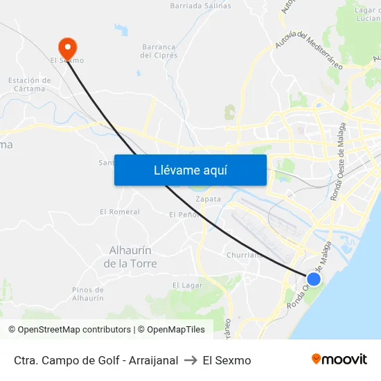 Ctra. Campo de Golf - Arraijanal to El Sexmo map