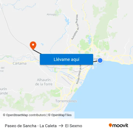 Paseo de Sancha - La Caleta to El Sexmo map