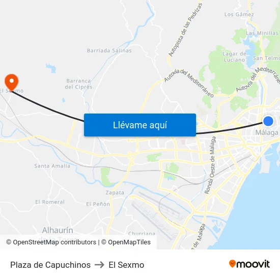 Plaza de Capuchinos to El Sexmo map