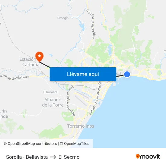 Sorolla - Bellavista to El Sexmo map