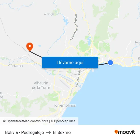 Bolivia - Pedregalejo to El Sexmo map