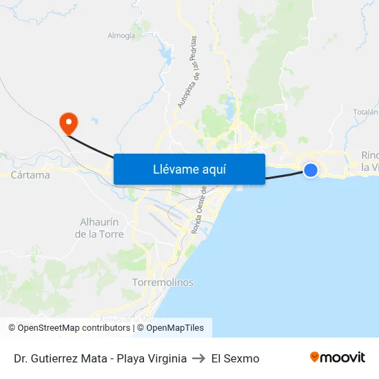 Dr. Gutierrez Mata - Playa Virginia to El Sexmo map