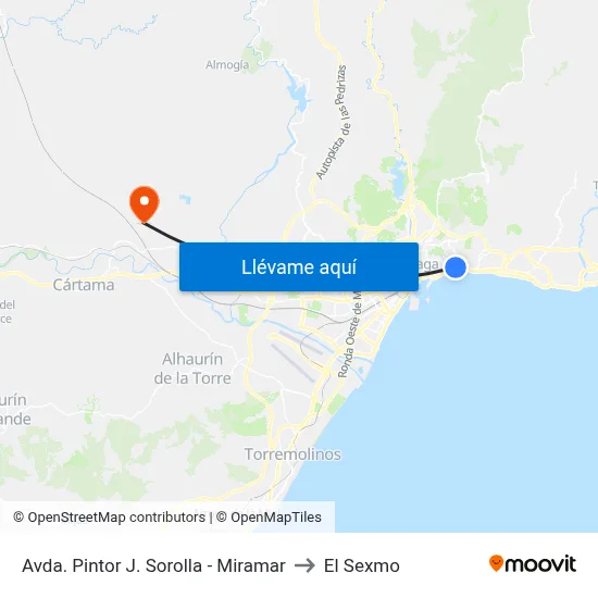 Avda. Pintor J. Sorolla - Miramar to El Sexmo map