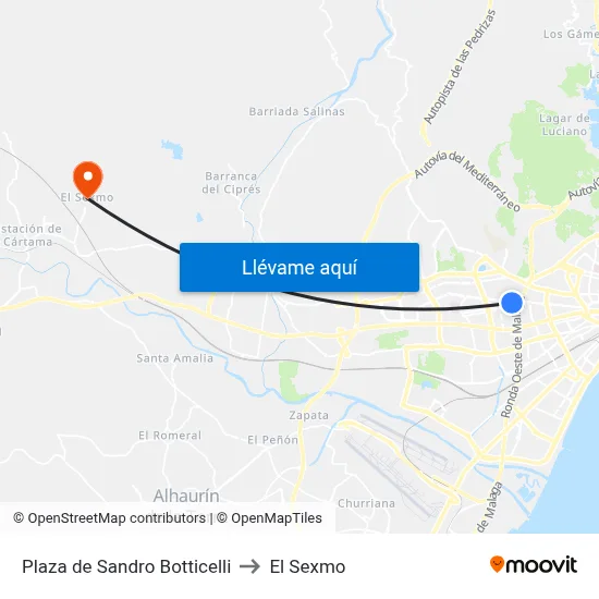 Plaza de Sandro Botticelli to El Sexmo map