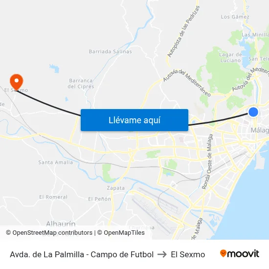 Avda. de La Palmilla - Campo de Futbol to El Sexmo map