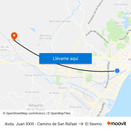Avda. Juan XXIII - Camino de San Rafael to El Sexmo map