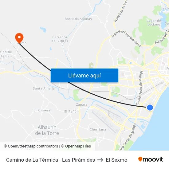Camino de La Térmica - Las Pirámides to El Sexmo map