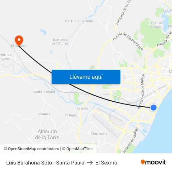Luis Barahona Soto - Santa Paula to El Sexmo map