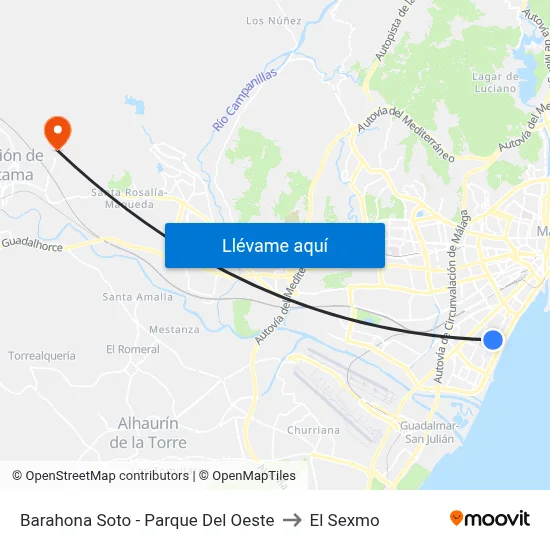 Barahona Soto - Parque Del Oeste to El Sexmo map