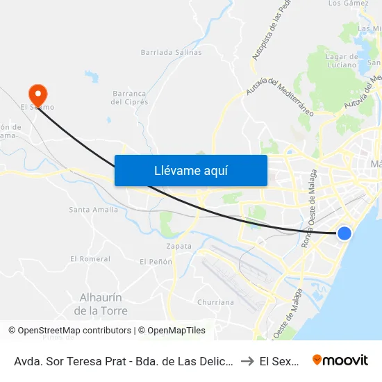 Avda. Sor Teresa Prat - Bda. de Las Delicias to El Sexmo map