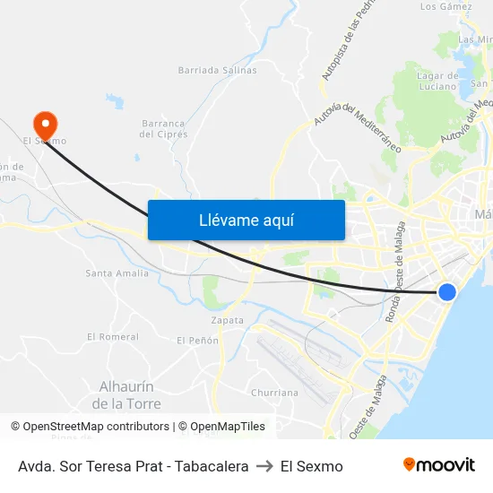 Avda. Sor Teresa Prat - Tabacalera to El Sexmo map
