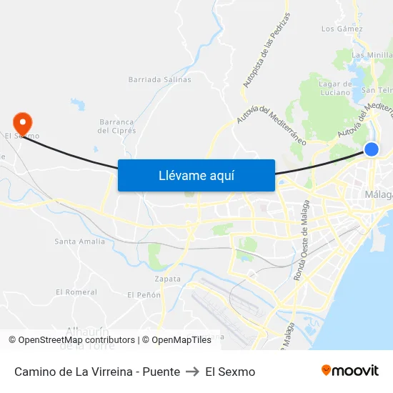 Camino de La Virreina - Puente to El Sexmo map