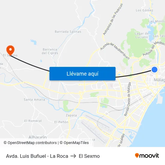 Avda. Luis Buñuel - La Roca to El Sexmo map