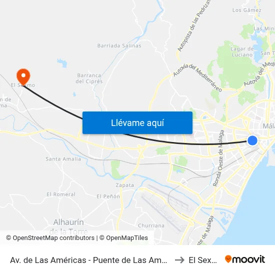 Av. de Las Américas - Puente de Las Américas to El Sexmo map