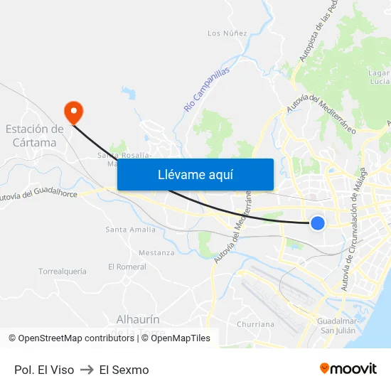Pol. El Viso to El Sexmo map