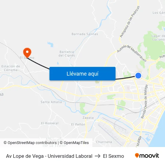 Av Lope de Vega - Universidad Laboral to El Sexmo map