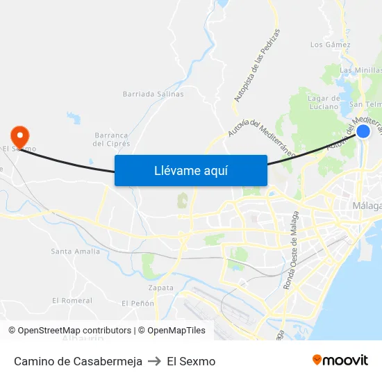 Camino de Casabermeja to El Sexmo map