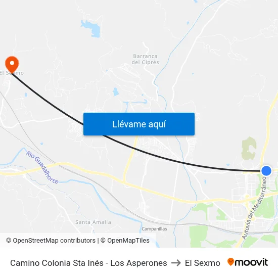 Camino Colonia Sta Inés - Los Asperones to El Sexmo map