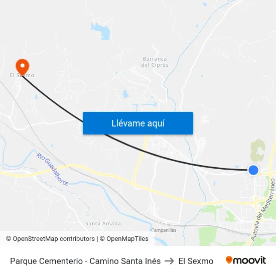 Parque Cementerio - Camino Santa Inés to El Sexmo map