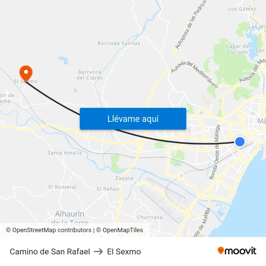 Camino de San Rafael to El Sexmo map