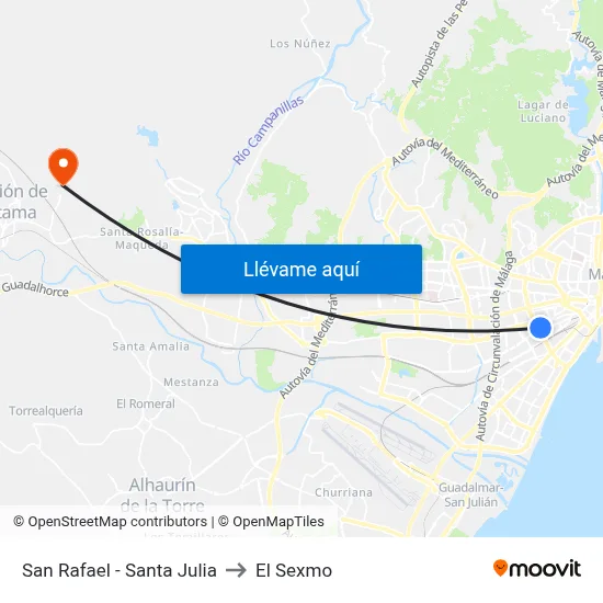 San Rafael - Santa Julia to El Sexmo map