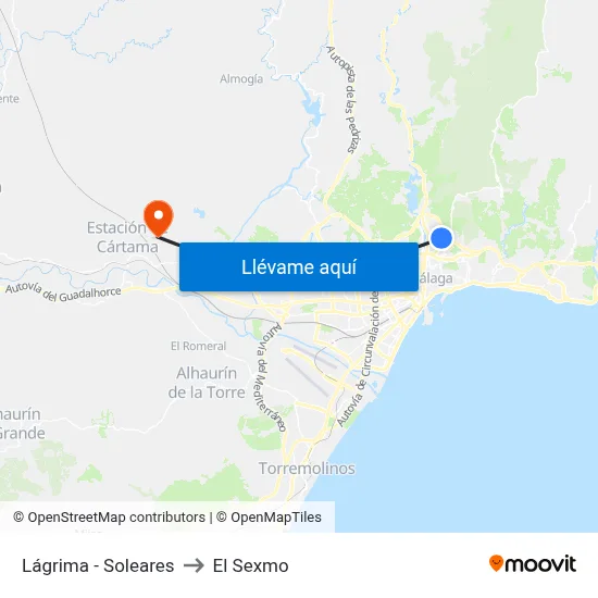 Lágrima - Soleares to El Sexmo map