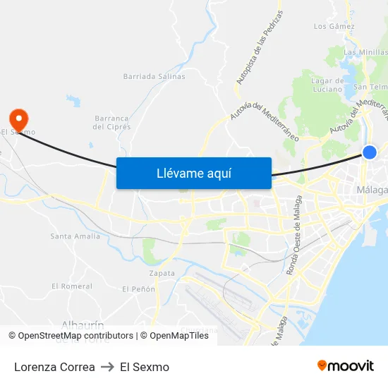 Lorenza Correa to El Sexmo map