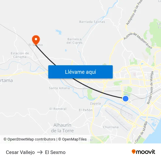 Cesar Vallejo to El Sexmo map